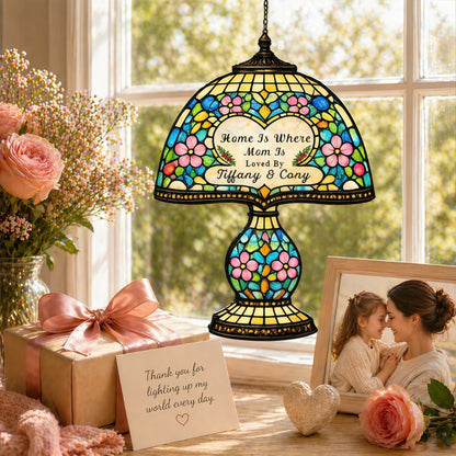 Home Is Where Mom Is- Personalized Tiffany Style Window Hanging Suncatcher, Best Mother's Day Gifts for Mom-Myprintsy