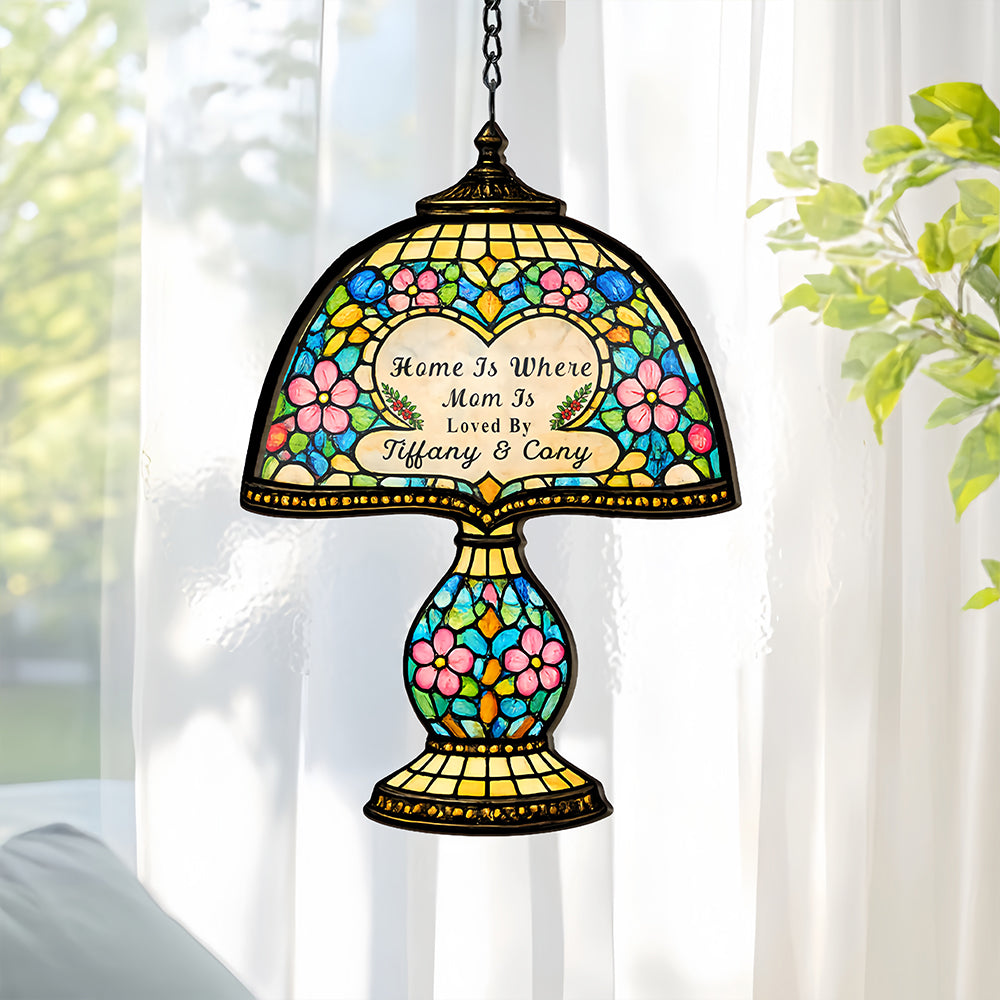 Home Is Where Mom Is- Personalized Tiffany Style Window Hanging Suncatcher, Best Mother's Day Gifts for Mom-Myprintsy