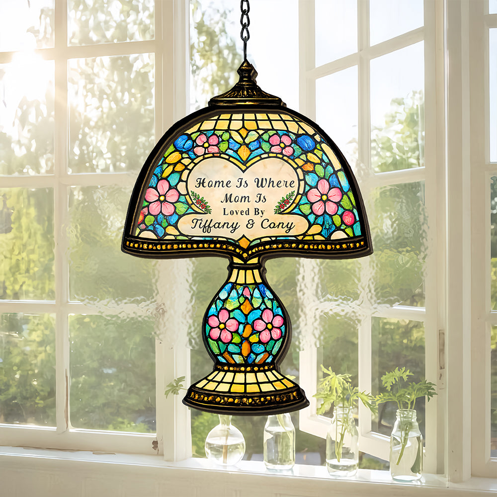 Home Is Where Mom Is- Personalized Tiffany Style Window Hanging Suncatcher, Best Mother's Day Gifts for Mom-Myprintsy