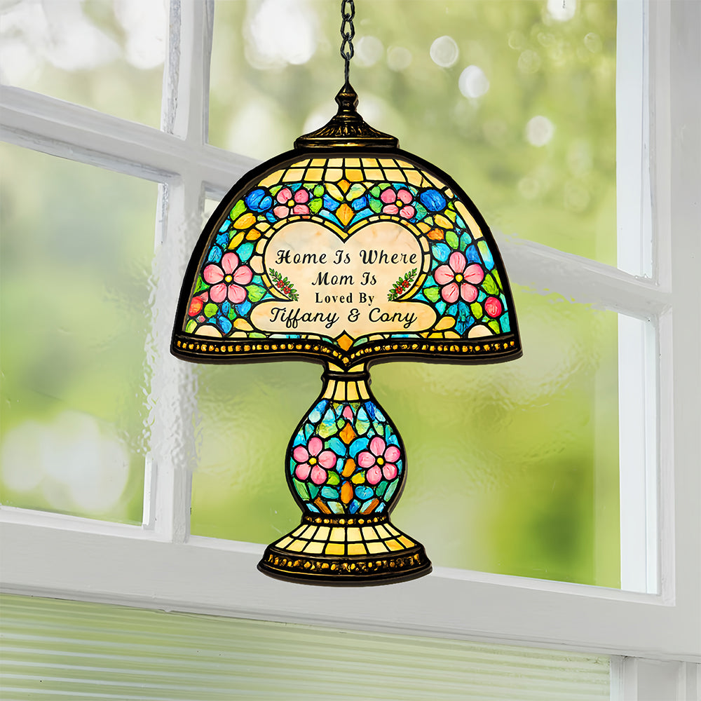 Home Is Where Mom Is- Personalized Tiffany Style Window Hanging Suncatcher, Best Mother's Day Gifts for Mom-Myprintsy