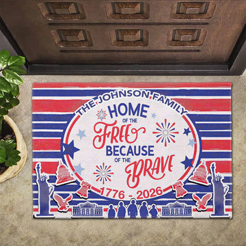 Home Of The Free Because Of The Brave - Personalized Doormat-Myprintsy