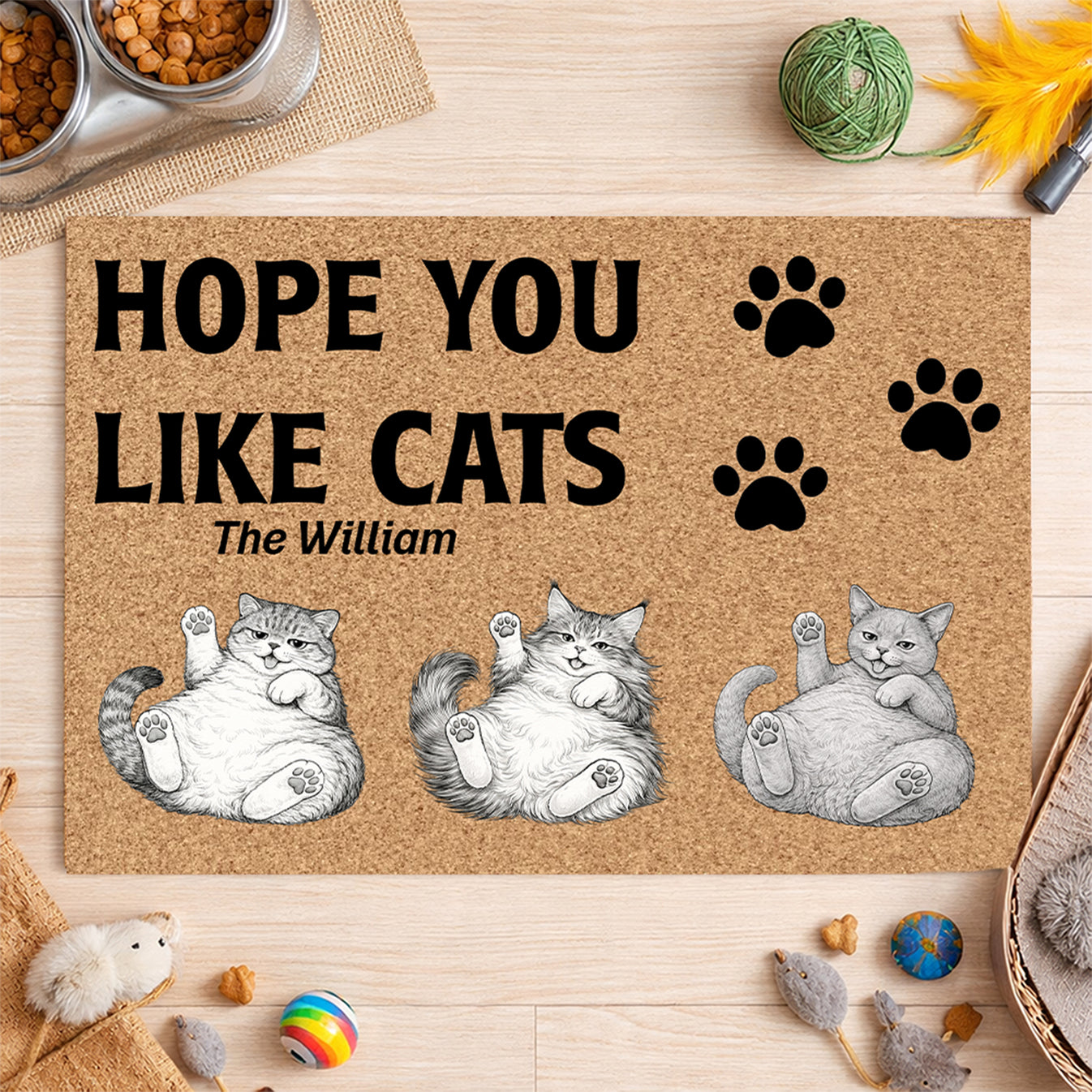 Hope You Like Cats - Personalized Doormat-Myprintsy