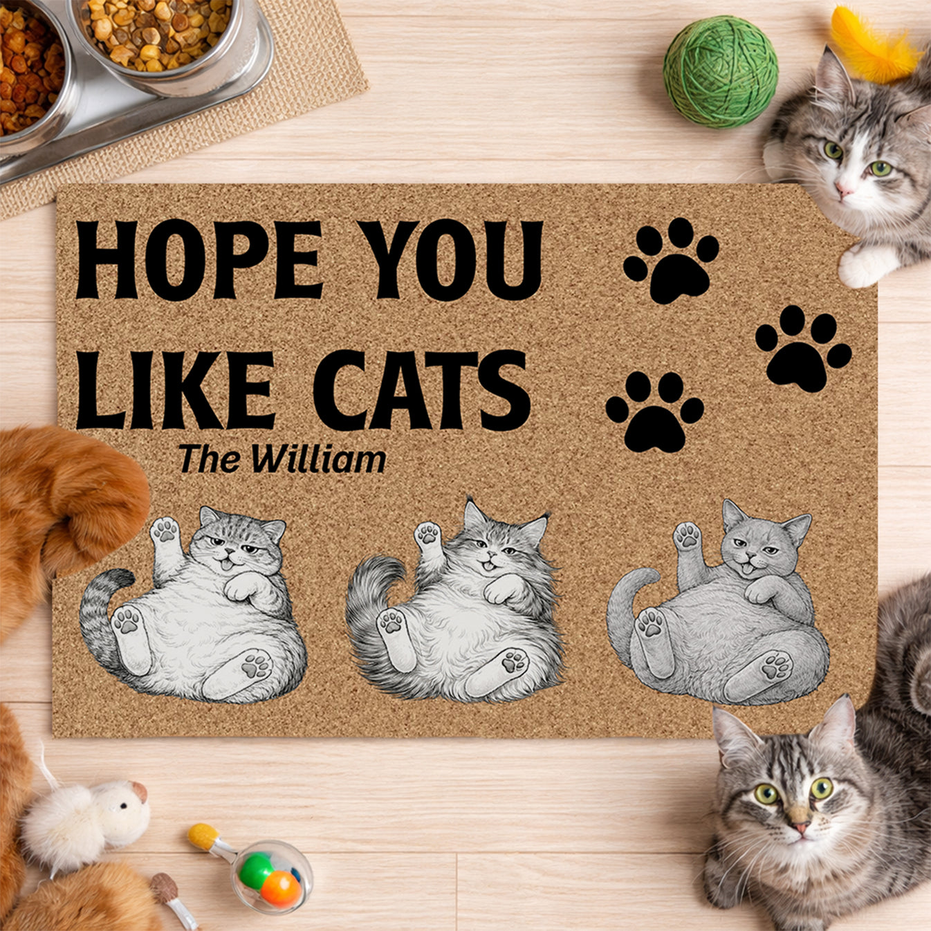 Hope You Like Cats - Personalized Doormat-Myprintsy