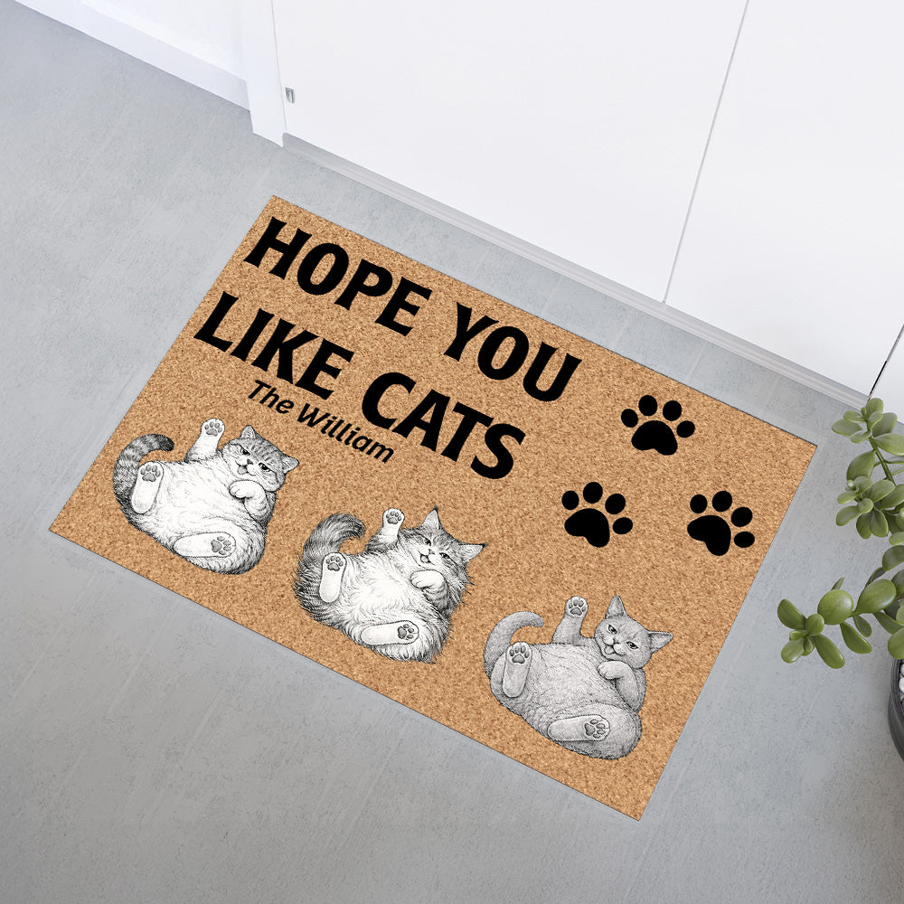 Hope You Like Cats - Personalized Doormat-Myprintsy