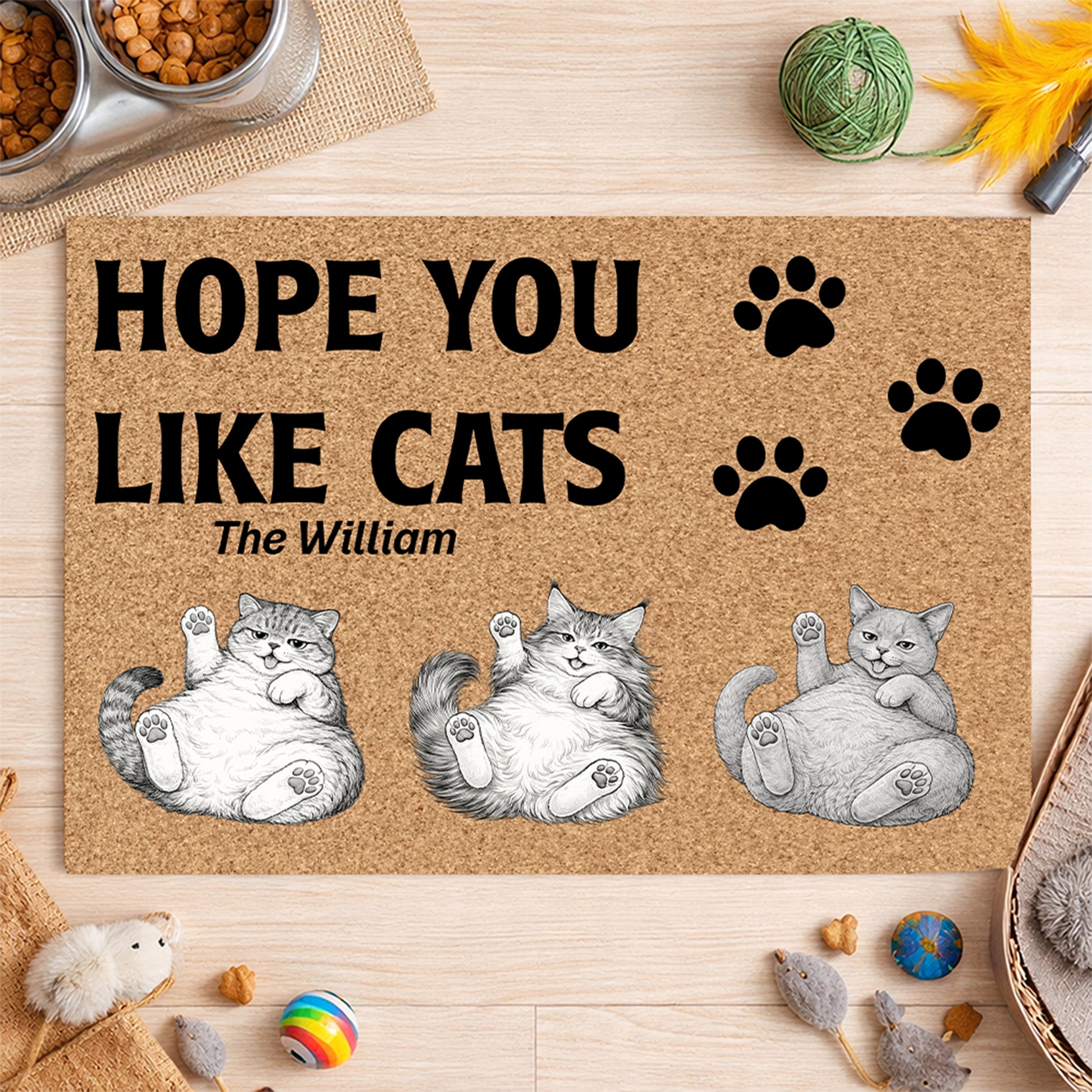 Hope You Like Cats - Personalized Doormat-Myprintsy