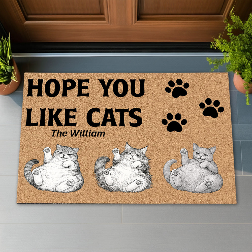 Hope You Like Cats - Personalized Doormat-Myprintsy