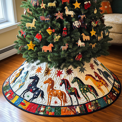 Horse Parade Christmas Quilted Tree Skirt-Myprintsy