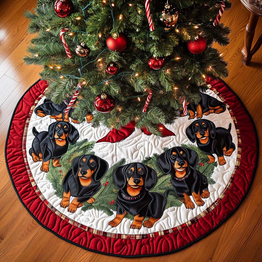 Hotdog Harmony Christmas Quilted Tree Skirt-Myprintsy