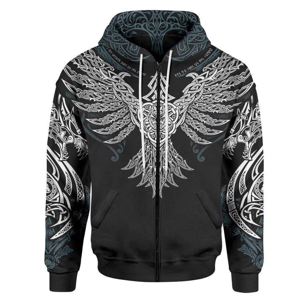 Huginn Zip Hoodie-Myprintsy
