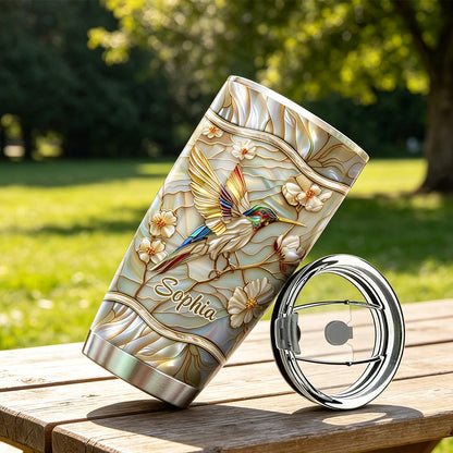 Hummingbird - Personalized Stained Glass Tumbler-Myprintsy
