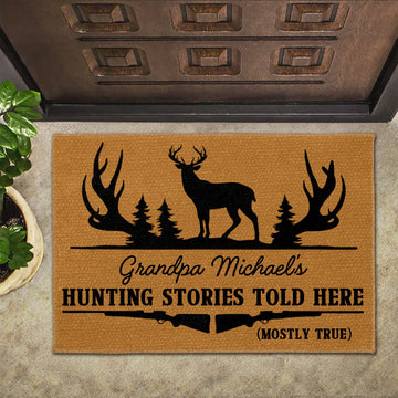 Hunting Stories Told Here - Personalized Doormat - Gift For Grandpas and Hunters-Myprintsy