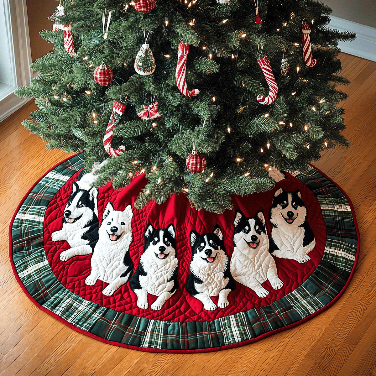 Husky Christmas Magic Quilted Christmas Tree Skirt-Myprintsy