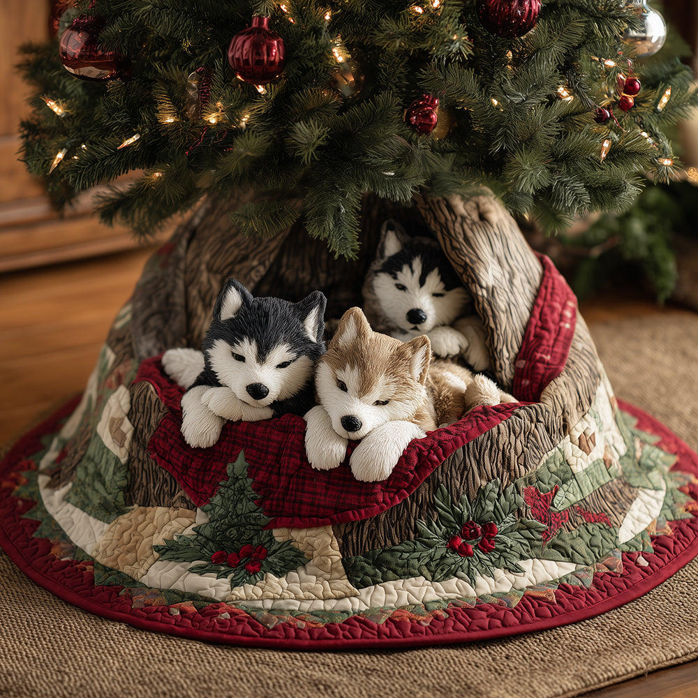 Husky Hearth Spirit Christmas Quilted Tree Skirt VTQ-Myprintsy