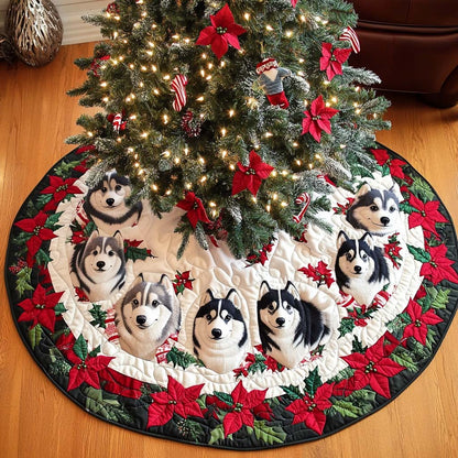 Husky Howl Christmas Quilted Tree Skirt-Myprintsy