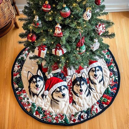 Husky Spirit Christmas Quilted Tree Skirt-Myprintsy