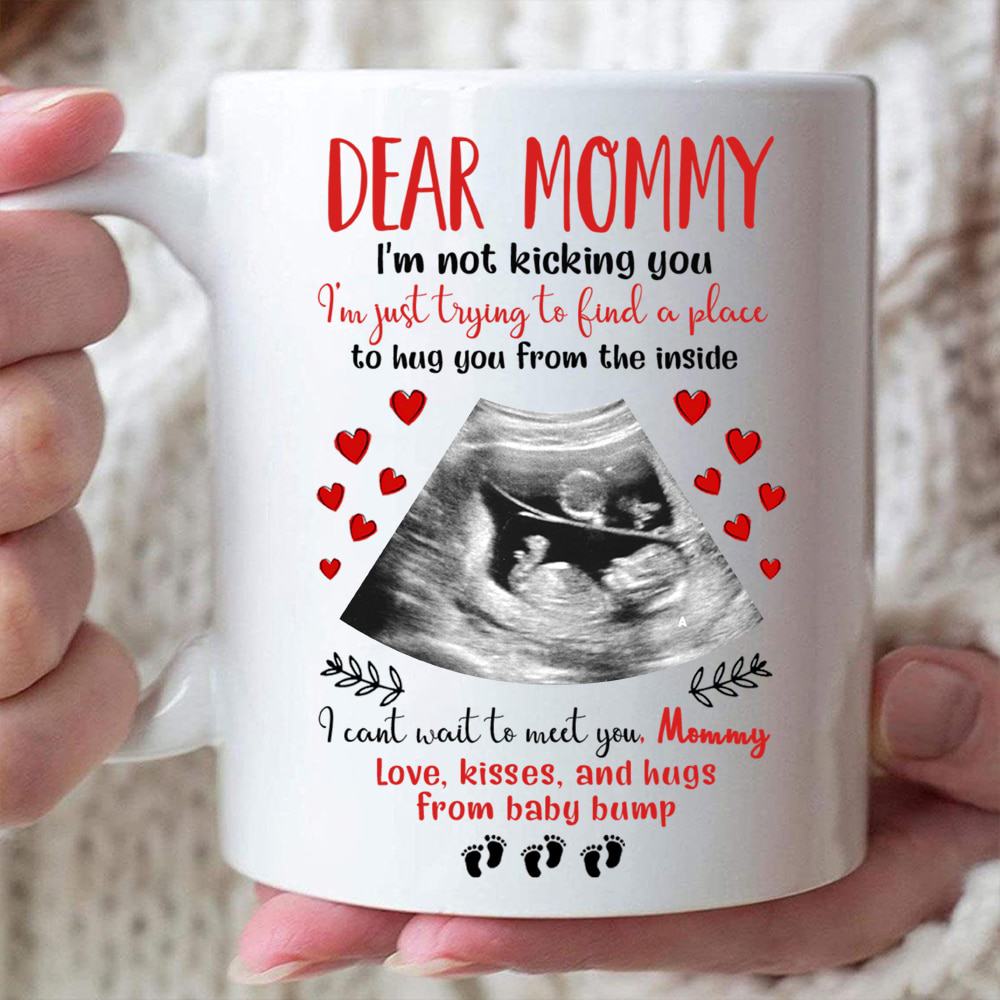 I Can't Wait To Meet You Love, Kisses, And Hugs Custom Mug - Personalized Coffee Mug - Gift For Mom-Myprintsy