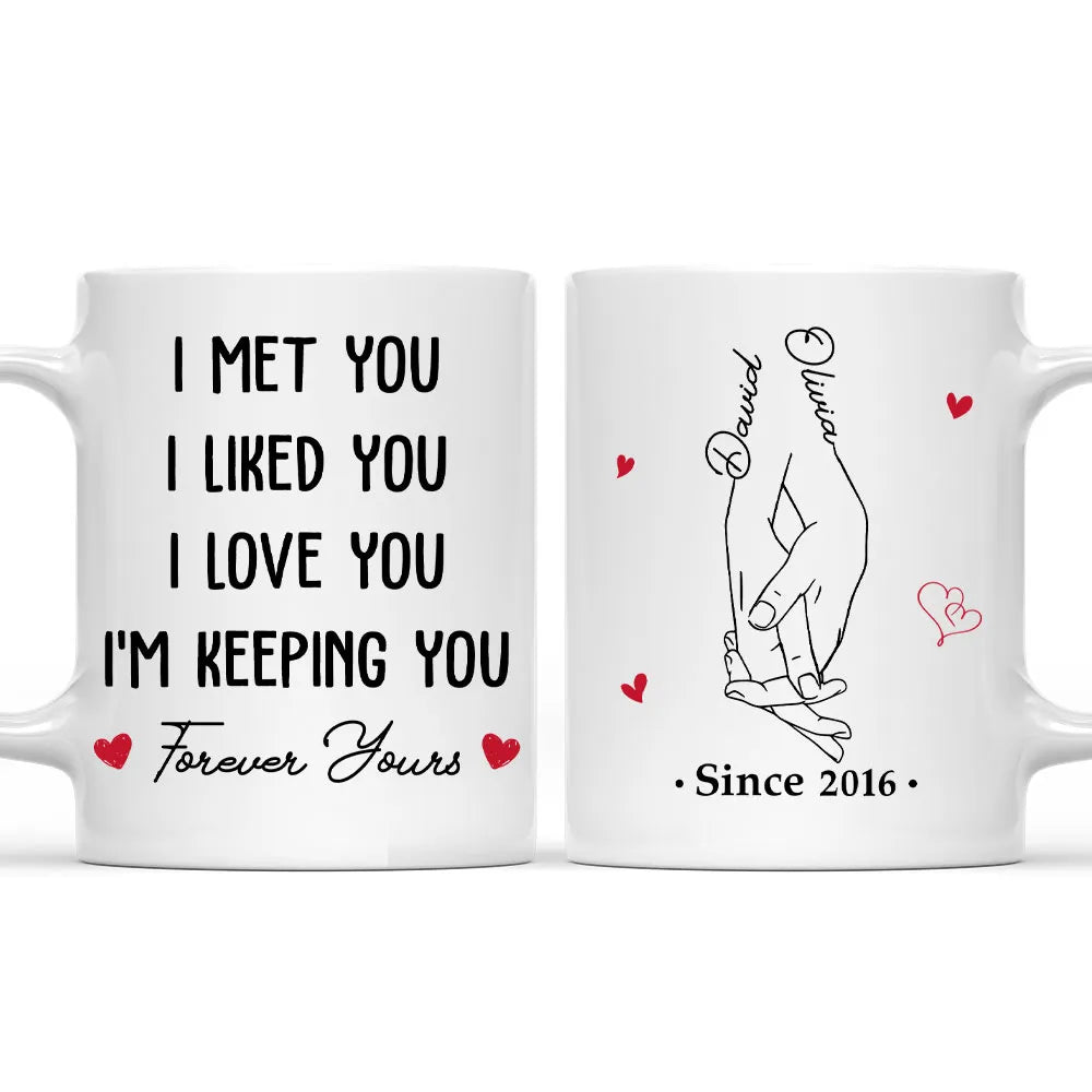 I Met You I Liked You I Love You I'm Keeping You Custom Mug - Personalized Coffee Mug