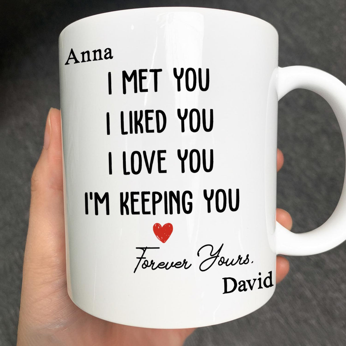 I Met You, I Liked You, I Love You, I'm Keeping You - Personalized Ceramic Mug-Myprintsy