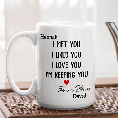 I Met You, I Liked You, I Love You, I'm Keeping You - Personalized Ceramic Mug-Myprintsy
