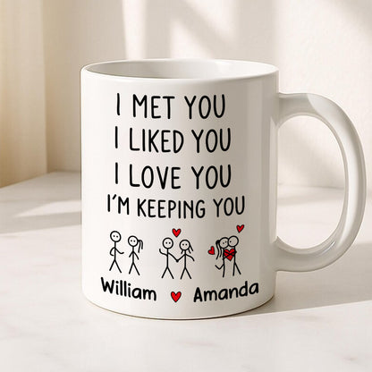 I Met You I Liked You I Love You Keeping You - Personalized Coffee Mug-Myprintsy