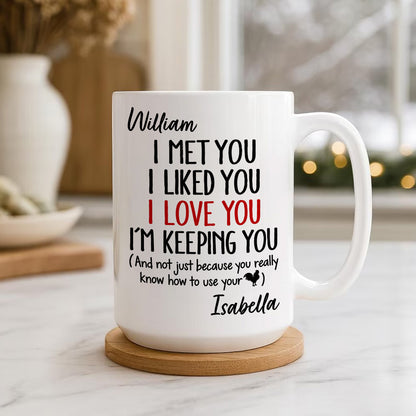 I Met You I Liked You I Love You Keeping You - Personalized Coffee Mug-Myprintsy