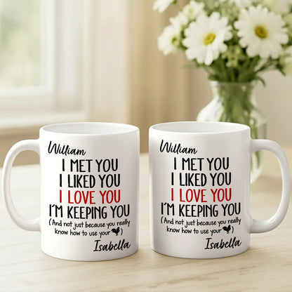 I Met You I Liked You I Love You Keeping You - Personalized Coffee Mug-Myprintsy