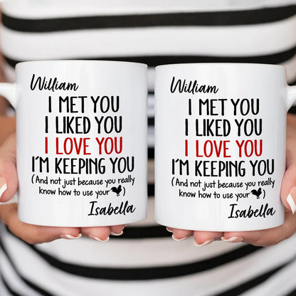 I Met You I Liked You I Love You Keeping You - Personalized Coffee Mug-Myprintsy