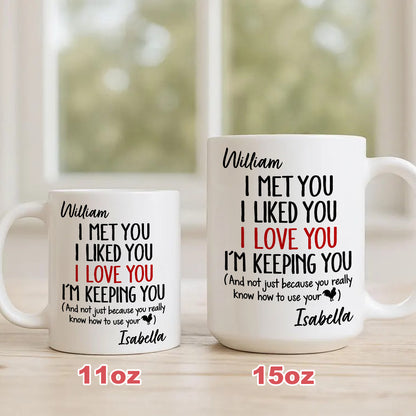 I Met You I Liked You I Love You Keeping You - Personalized Coffee Mug-Myprintsy