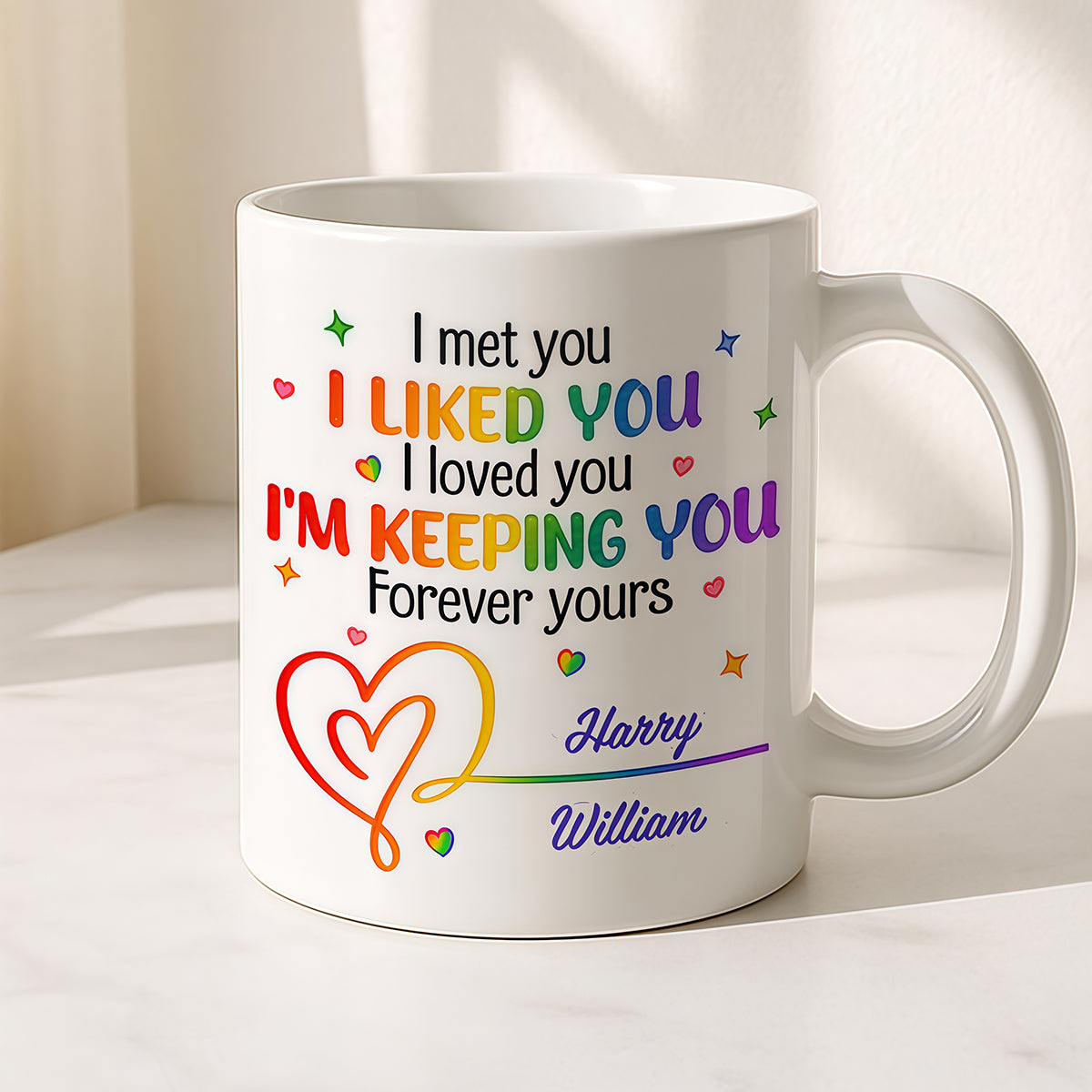 I Met You I Loved You Im Keeping You Forever Your Mug - Personalized Ceramic Mug - Gift For Husband Wife, Anniversary, LGBTQ+-Myprintsy