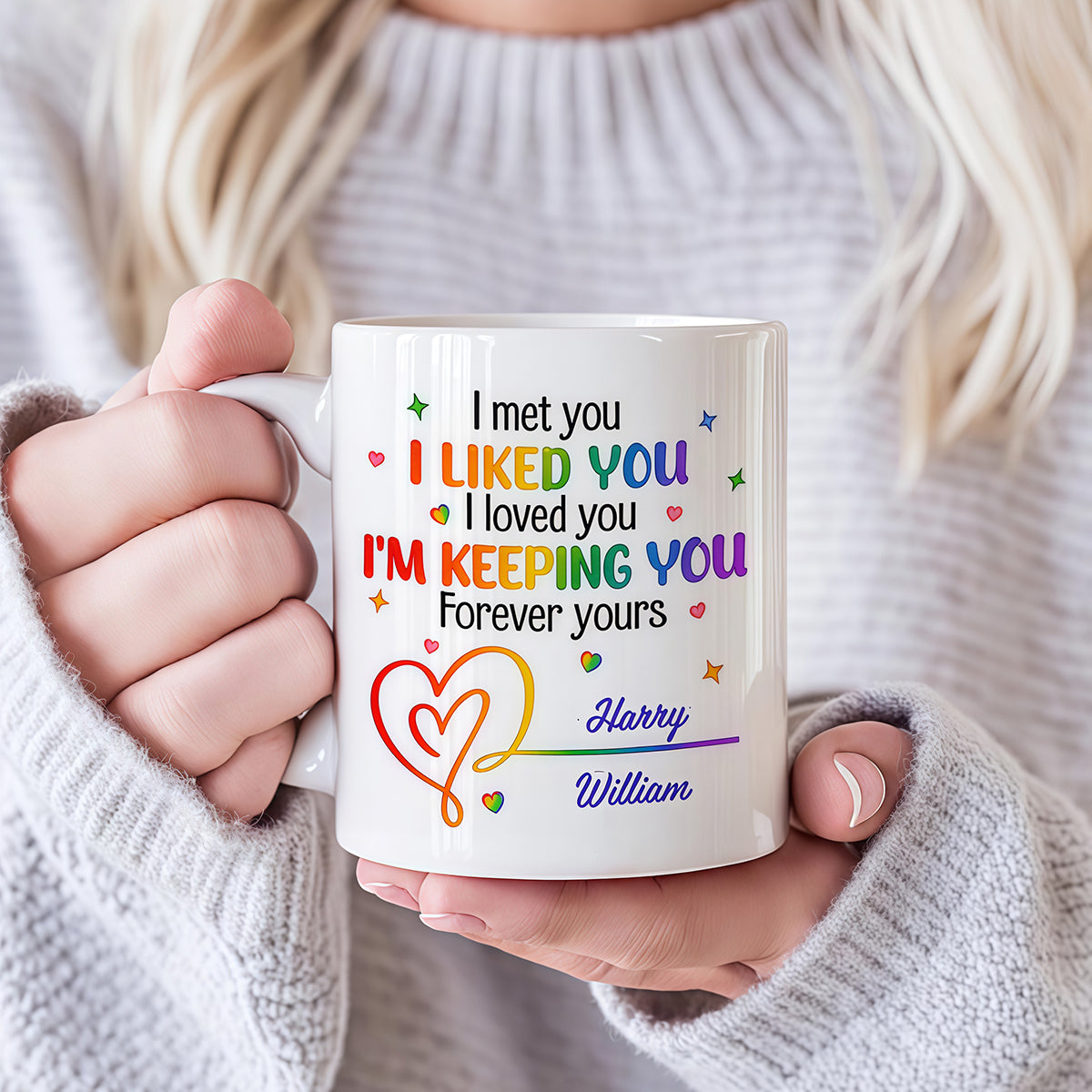 I Met You I Loved You Im Keeping You Forever Your Mug - Personalized Ceramic Mug - Gift For Husband Wife, Anniversary, LGBTQ+-Myprintsy
