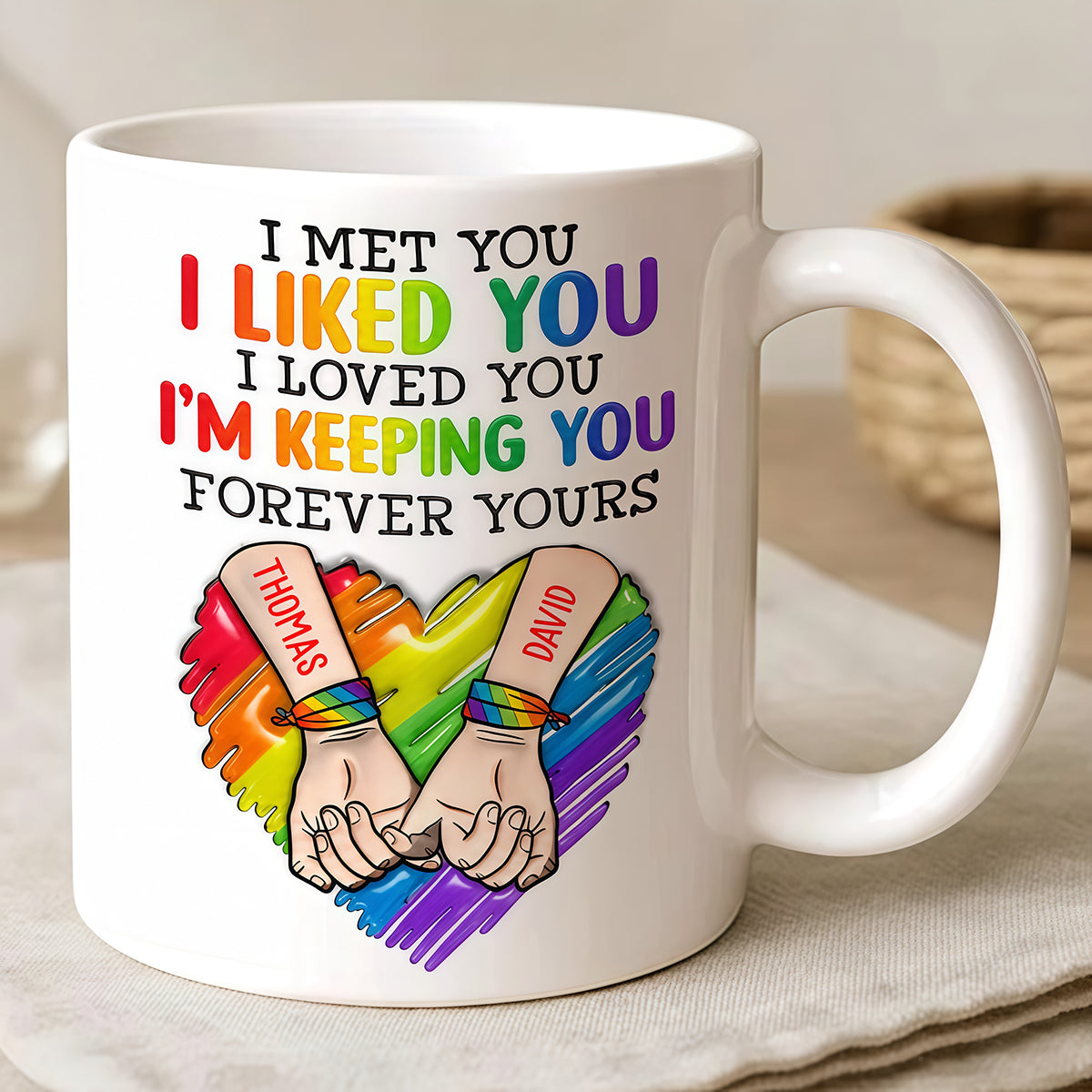 I Met You I Loved You Im Keeping You Forever Your Mug - Personalized Ceramic Mug - Gift For Husband Wife, Anniversary, LGBTQ+-Myprintsy