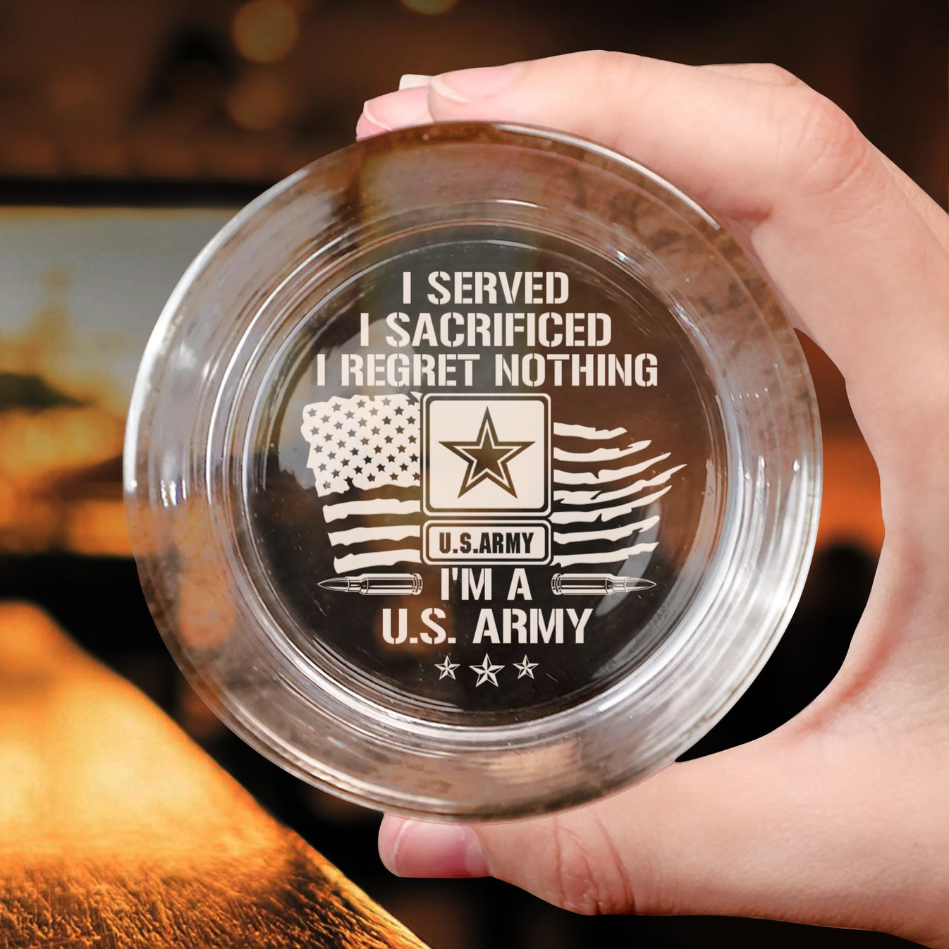I Served, I Sacrificed, I Regret Nothing - Personalized Engraved Whiskey Glass-Myprintsy
