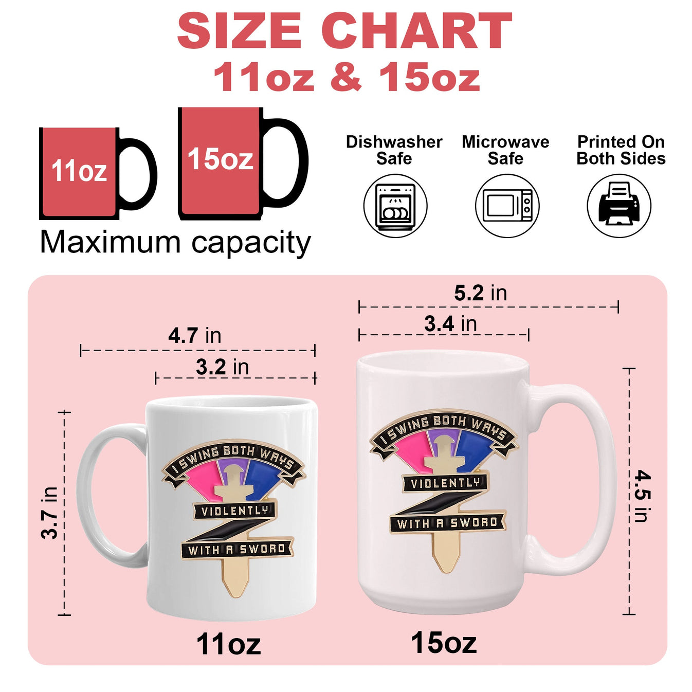 I Swing Both Ways Violenty With A Sword - Mug-Myprintsy