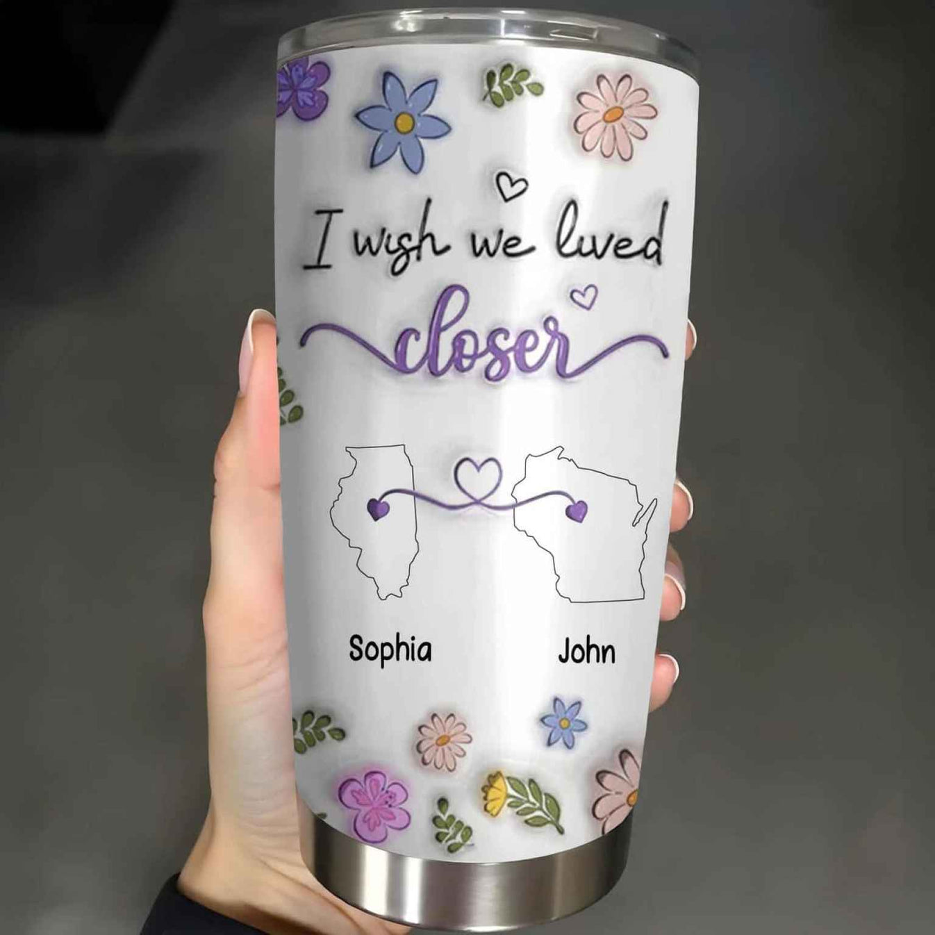 I Wish We Lived Closer - Personalized Couple Tumbler Cup-Myprintsy