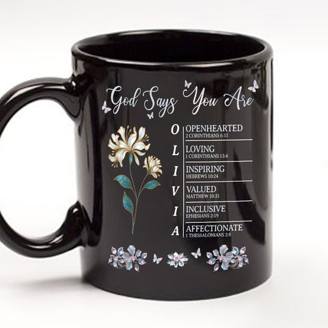 God Says You Are - Personalized Black Mug