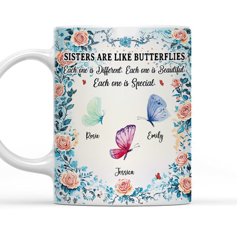Sisters Are Like Butterflies - Personalized Coffee Mug