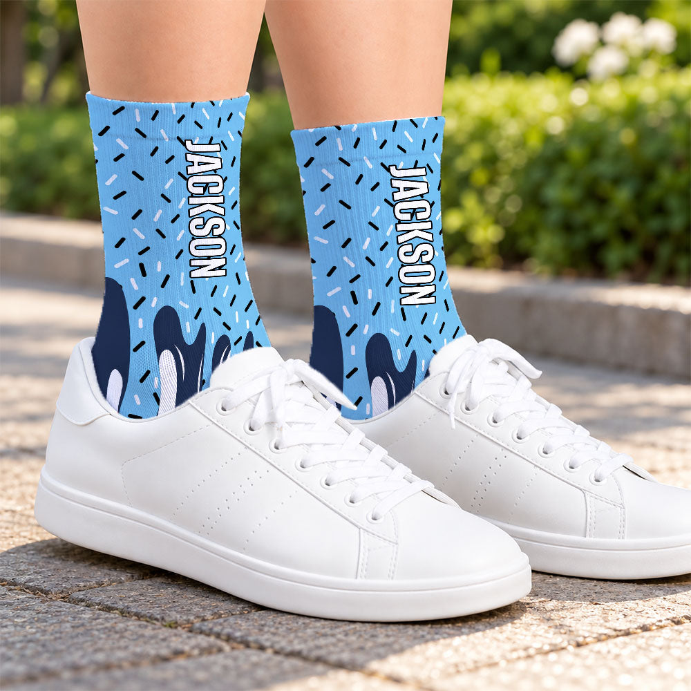Icecream Drip Design For Baseball, Basketball, American Football, Hockey, Soccer Lover - Personalized Full Print Socks-Myprintsy