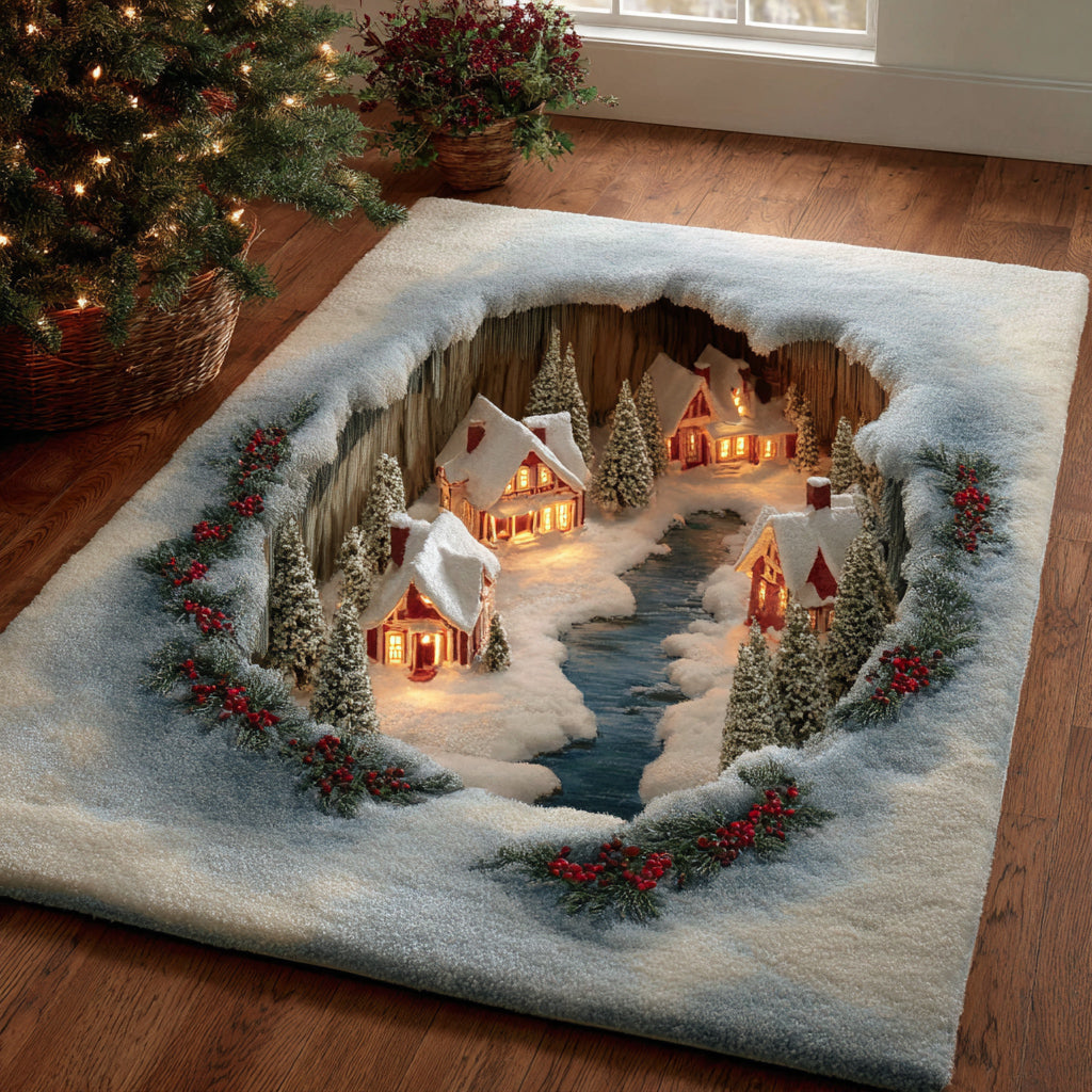 Icy Christmas Village Area Rug VTQ-Myprintsy