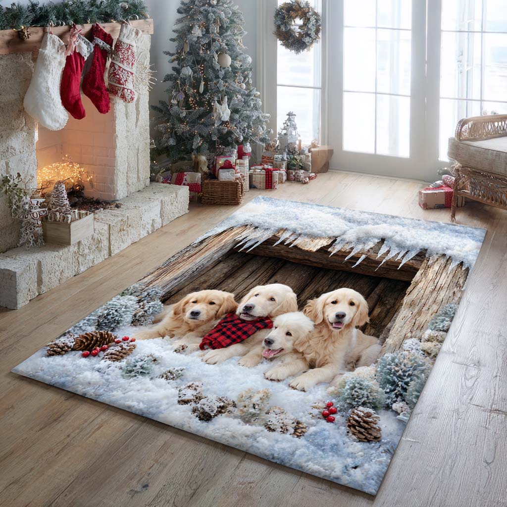 Icy Golden Hollow Area Rug VTQ-Myprintsy