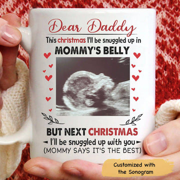 Ill Be Snuggled Up With Dad Sonogram - Personalized Ceramic Mug-Myprintsy