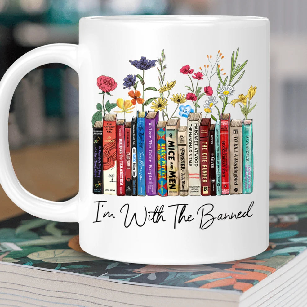 I'm With The Banned - Personalized Ceramic Coffee Mug - Book Lover Gift-Myprintsy