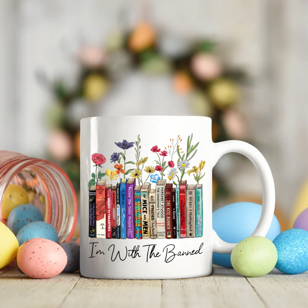 I'm With The Banned - Personalized Ceramic Coffee Mug - Book Lover Gift-Myprintsy