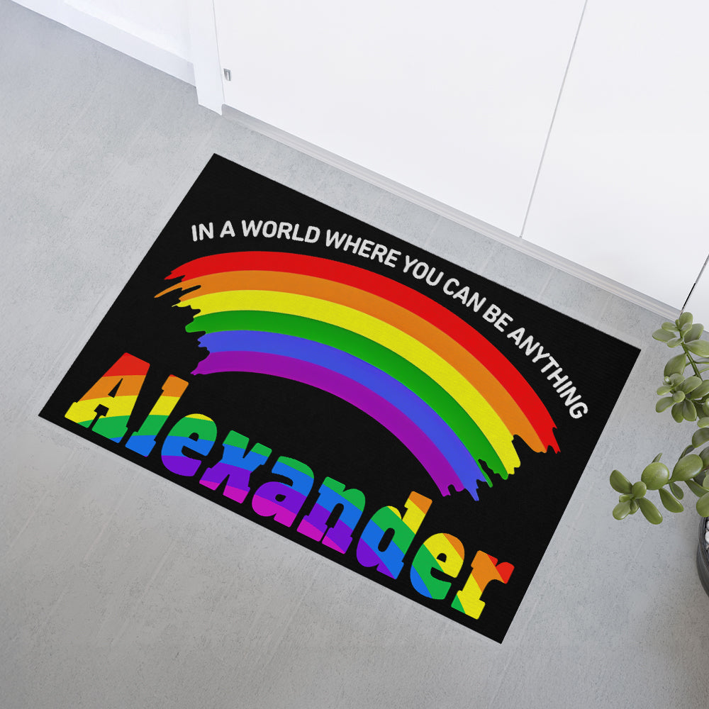 In A World Where You Can Be Anything - Personalized Doormat-Myprintsy