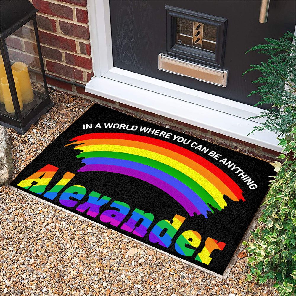 In A World Where You Can Be Anything - Personalized Doormat-Myprintsy