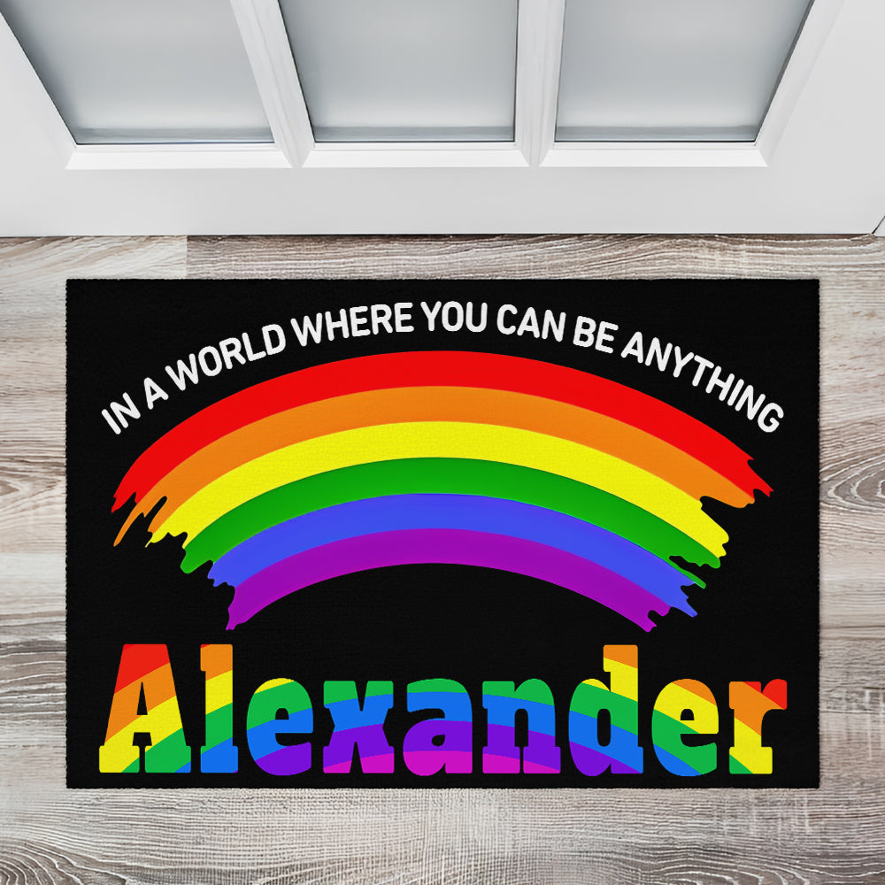 In A World Where You Can Be Anything - Personalized Doormat-Myprintsy