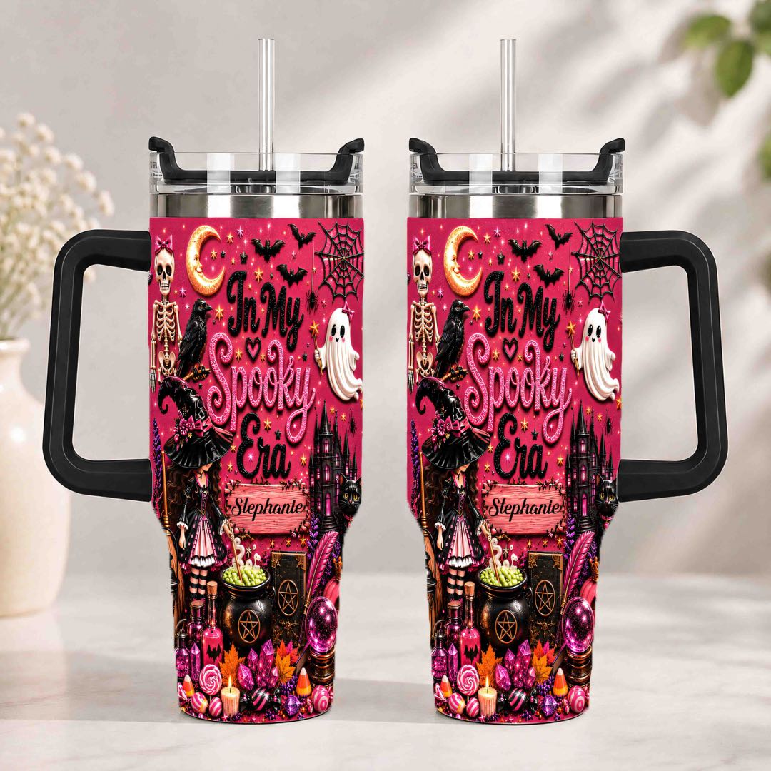 In My Spooky Era - Personalized Pink Halloween 40oz Tumbler With Straw-Myprintsy