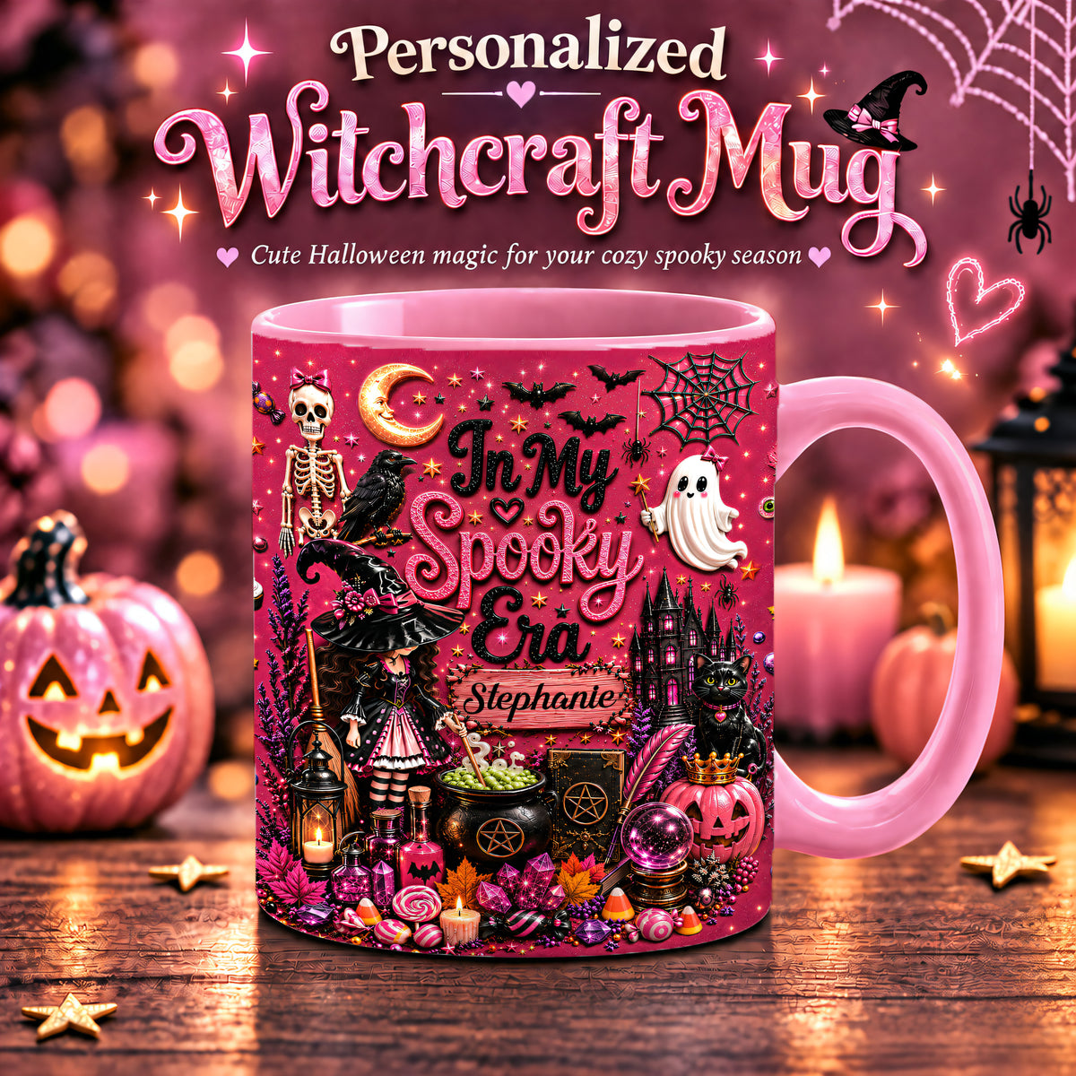 In My Spooky Era - Personalized Pink Halloween Accent Mug [TEST]-Myprintsy