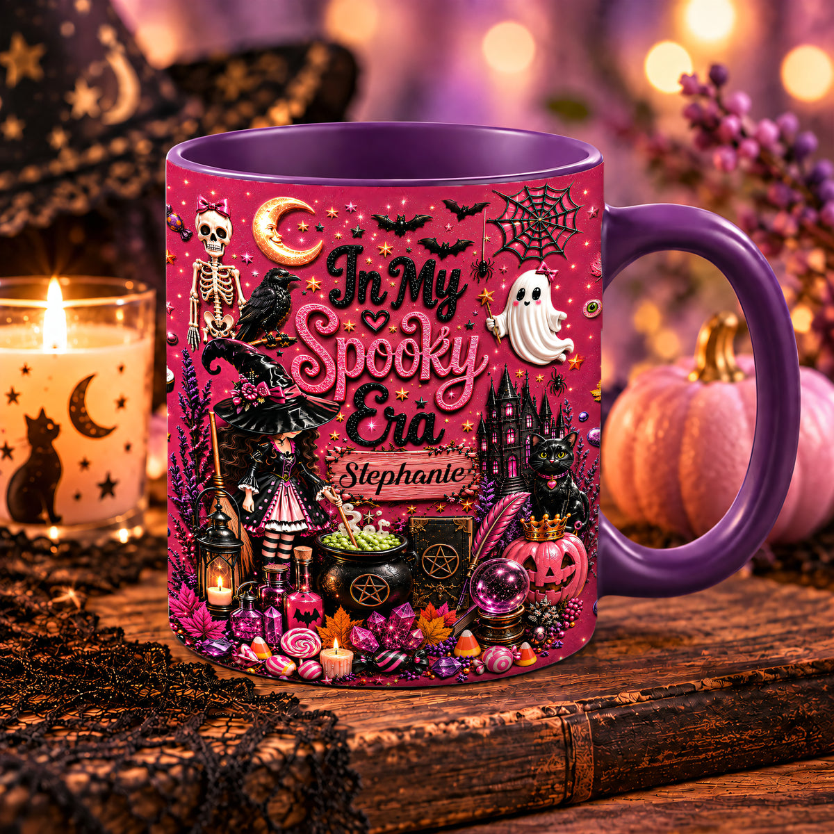 In My Spooky Era - Personalized Pink Halloween Accent Mug [TEST]-Myprintsy