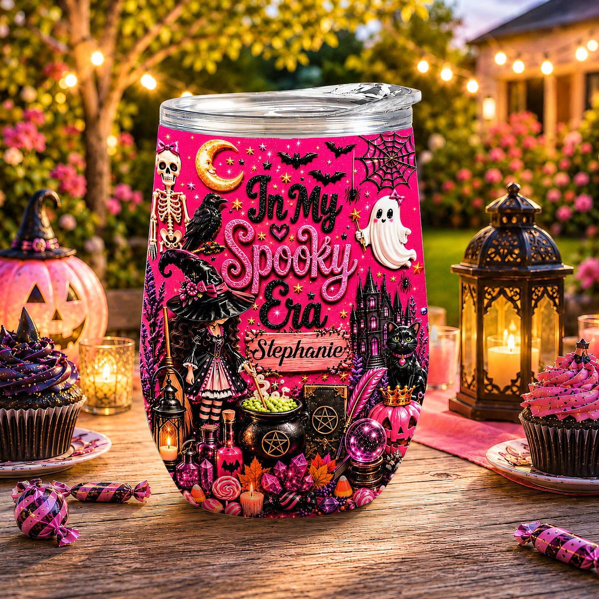 In My Spooky Era - Personalized Pink Halloween Wine Tumbler - Gift For Halloween-Myprintsy