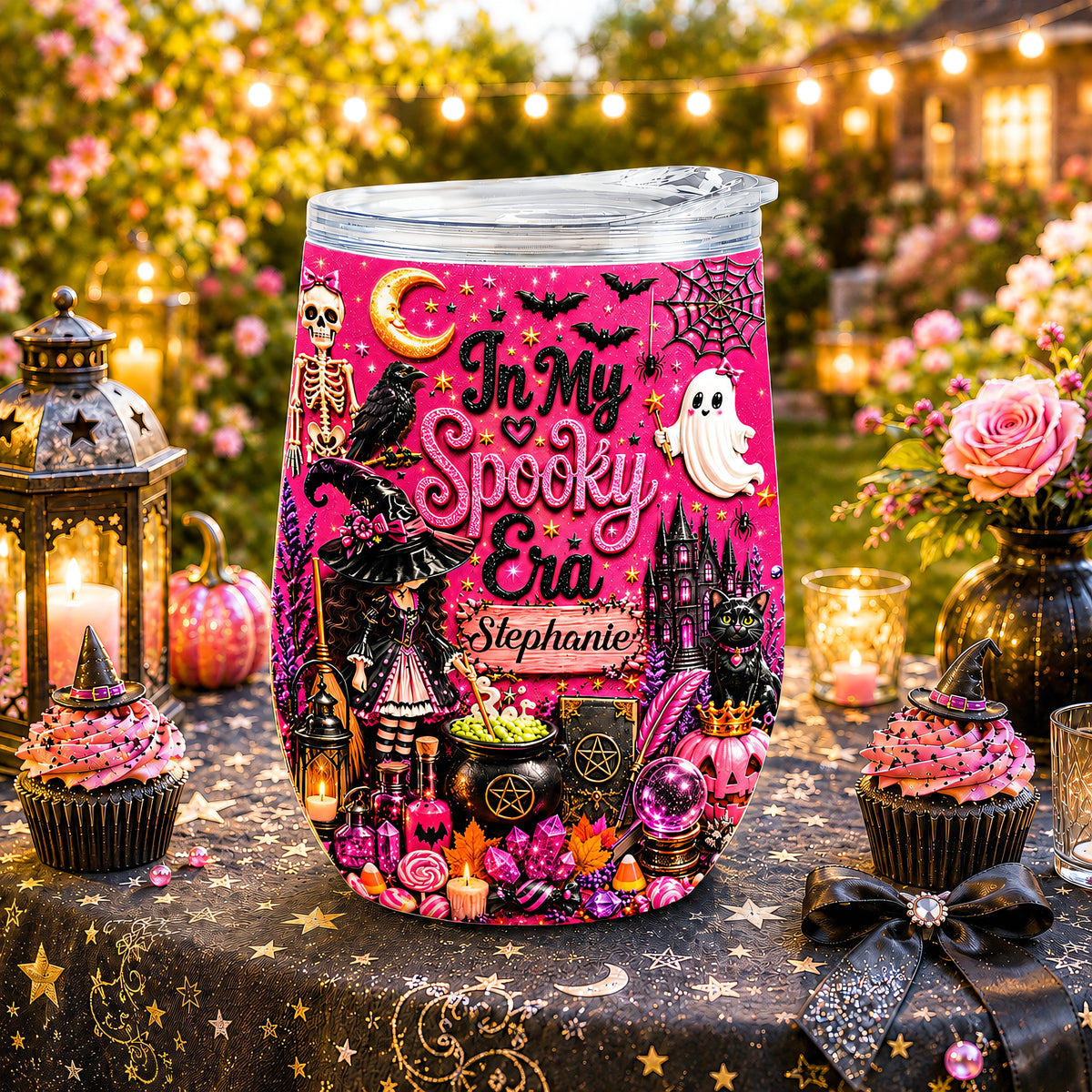 In My Spooky Era - Personalized Pink Halloween Wine Tumbler - Gift For Halloween-Myprintsy